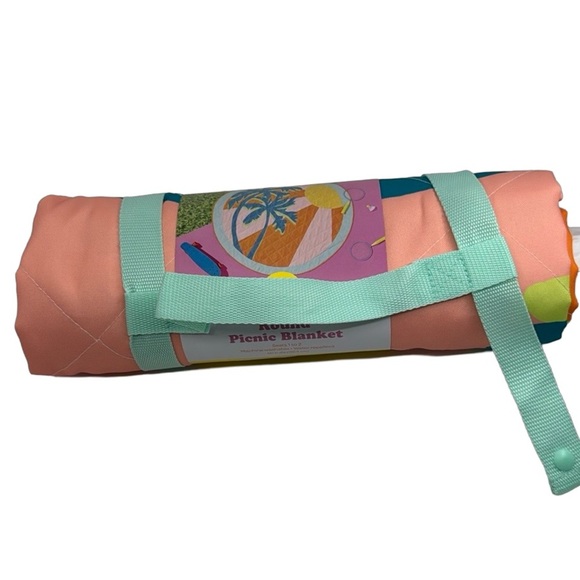 Retro Palm Trees Picnic Blanket - 60" Water-Repellent Sun Scene for 1-2! - Picture 1 of 5